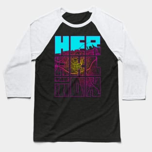 Heraklion, Greece City Map Typography - Neon Baseball T-Shirt